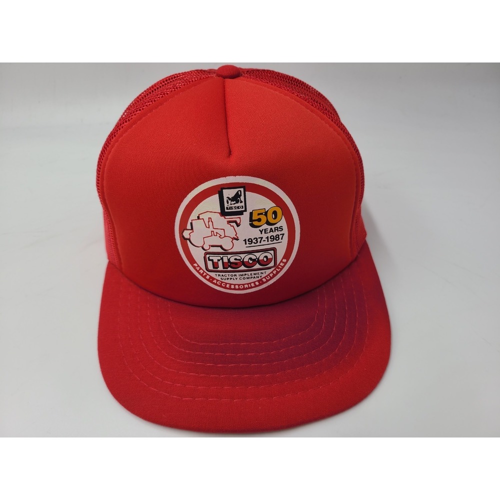 Vintage Tisco Tractor Parts 50 Years Distressed Mesh Trucker Snapback Hat Cap